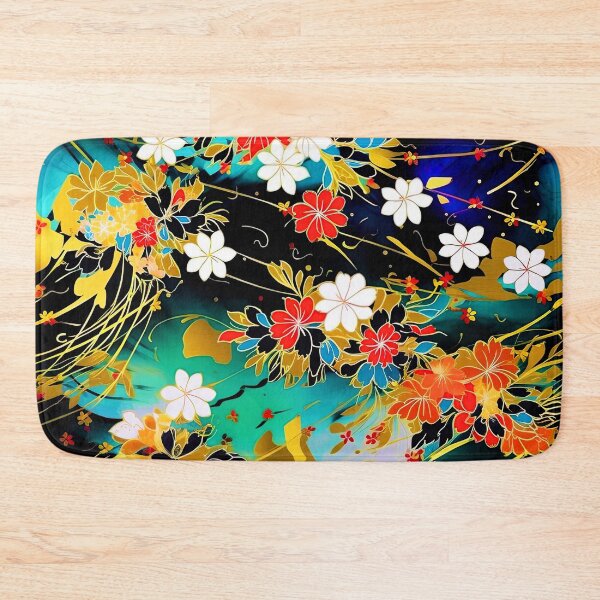 Item preview, Japanese Fantasy Floral Art - Vibrant Red and Golden designed and sold by DEC02.