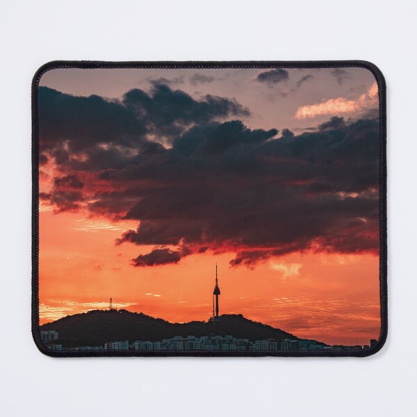 Item preview, Seoul Tower Under Fiery Red Sunset Sky designed and sold by Nightwindow.