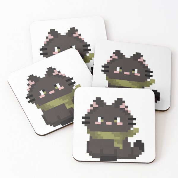 Item preview, Cozy Black Cat Pixel Art - Cute Retro 8-Bit Kitty with Scarf designed and sold by PixelatedPets.