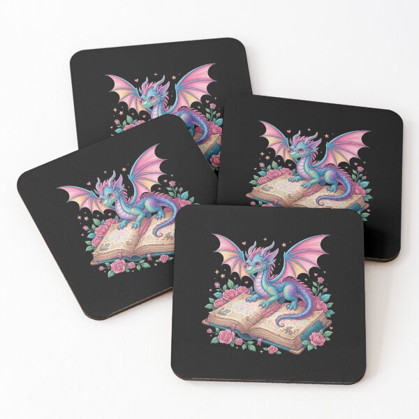 Item preview, Cute Pastel Dragon Reading Magical Book Floral Fantasy Design designed and sold by Ostericaimusa.