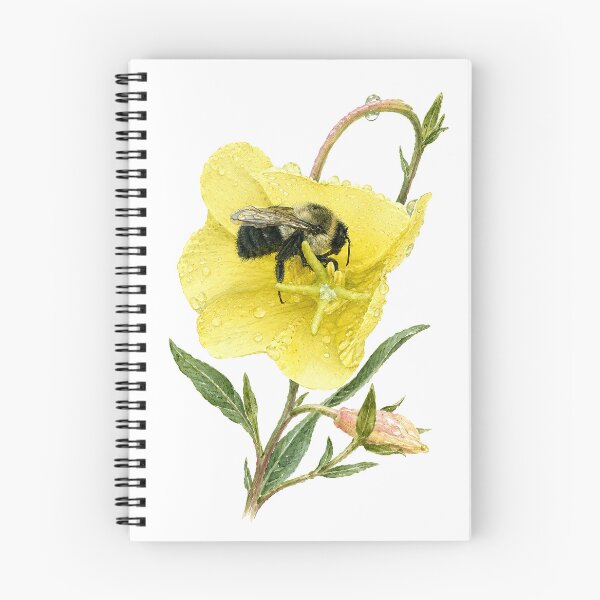 Item preview, Yellow Evening Primrose with Bumblebee Botanical Watercolor designed and sold by Shew Gallery.
