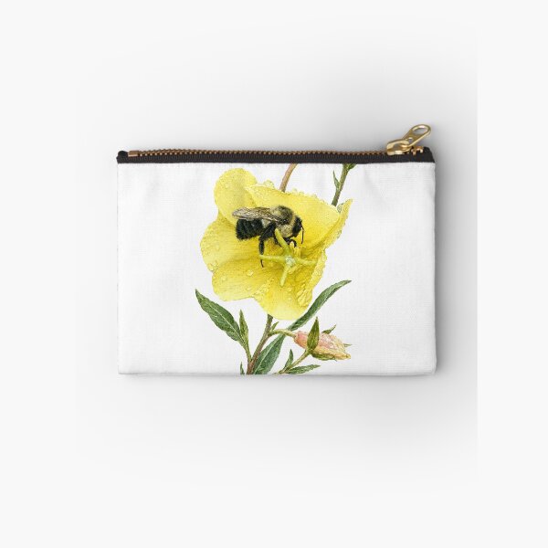 Item preview, Yellow Evening Primrose with Bumblebee Botanical Watercolor designed and sold by Shew Gallery.