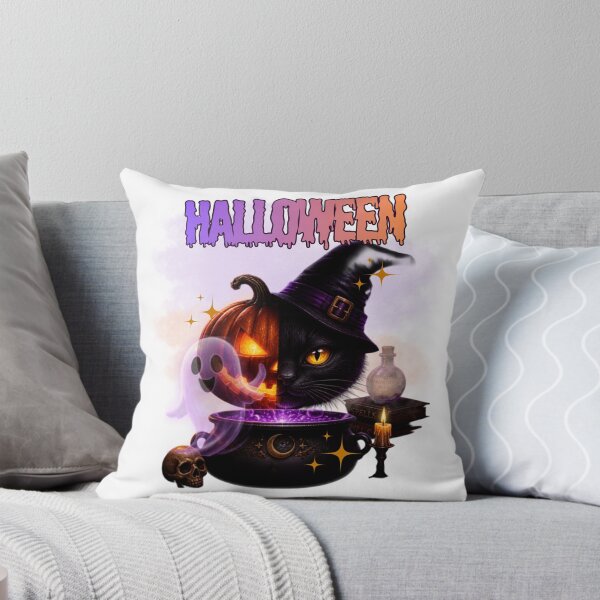 Item preview, Spooky Halloween Black Cat and Witch Pumpkin designed and sold by IvonneDesigns.