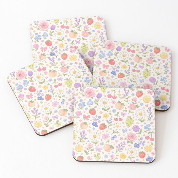 Item preview, Kawaii Floral Fruit & Bow Cottagecore Pattern designed and sold by Skyrocketz.