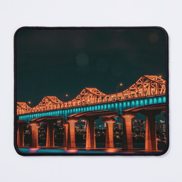 Item preview, Illuminated Truss Bridge Reflection at Night designed and sold by Nightwindow.