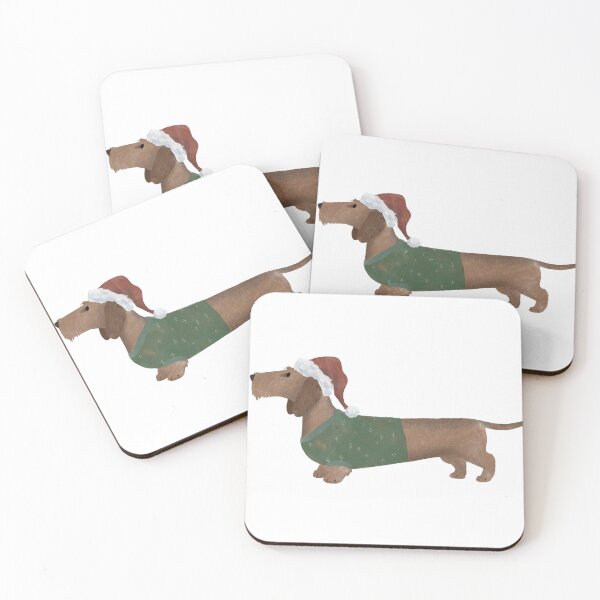 Item preview, Holiday Wirehaired Dachshund (red) designed and sold by Spinyflowerart.