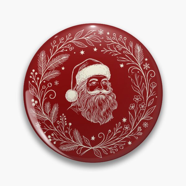 Item preview, Botanical Christmas Wreath Vintage Santa designed and sold by VibranPalette.