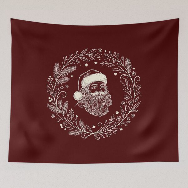 Item preview, Botanical Christmas Wreath Vintage Santa designed and sold by VibranPalette.