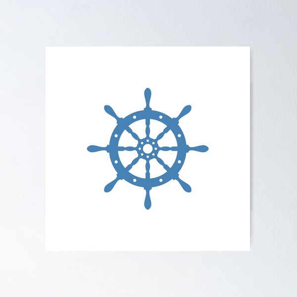 Item preview, Steel Blue Nautical Ship Wheel Design designed and sold by pattern-archive.