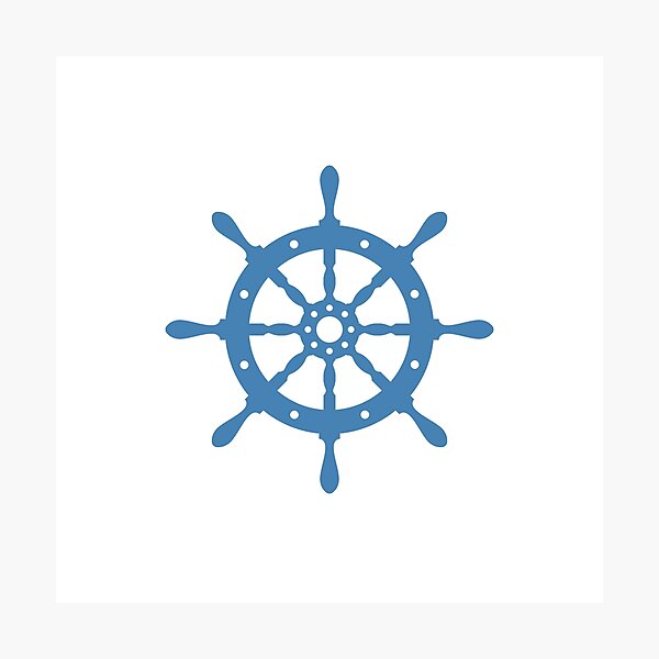Item preview, Steel Blue Nautical Ship Wheel Design designed and sold by pattern-archive.