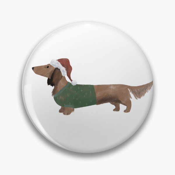 Item preview, Holiday Longhaired Dachshund (red) designed and sold by Spinyflowerart.