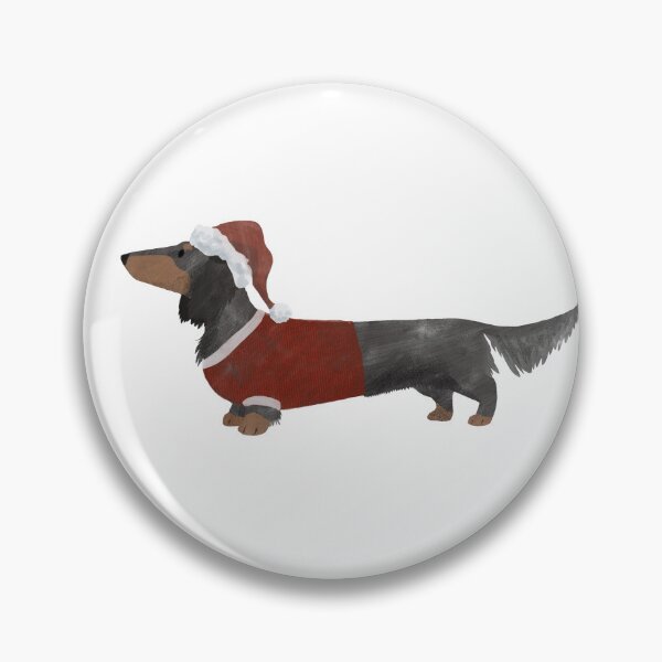 Item preview, Holiday Longhaired Dachshund (black and tan) designed and sold by Spinyflowerart.