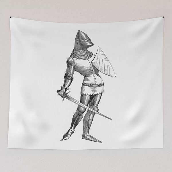 Item preview, 14th-Century soldier with heater shield and a sword, 1874 designed and sold by Hedrin.