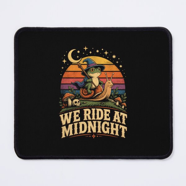 Item preview, We Ride at Midnight Frog Wizard Riding Snail Fantasy Adventure Design designed and sold by MiALopezArt.