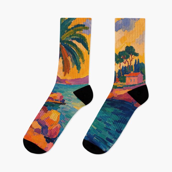 Item preview, Vibrant Mediterranean Cove with Palm Tree Coastal Painting designed and sold by GutyzDesignsES.