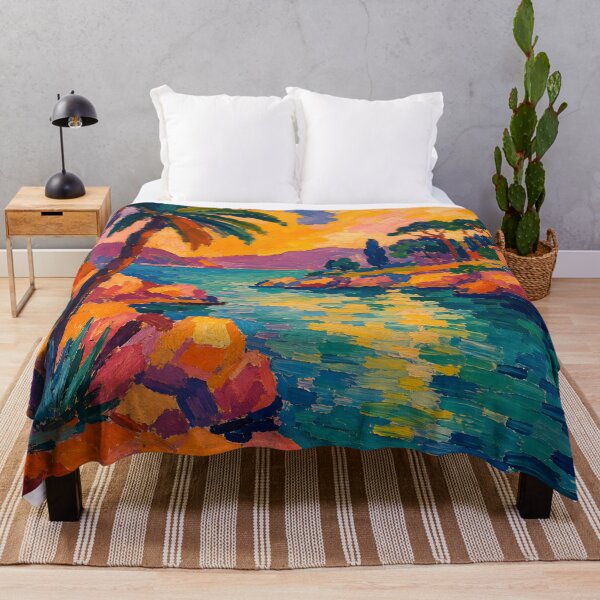 Item preview, Vibrant Mediterranean Cove with Palm Tree Coastal Painting designed and sold by GutyzDesignsES.