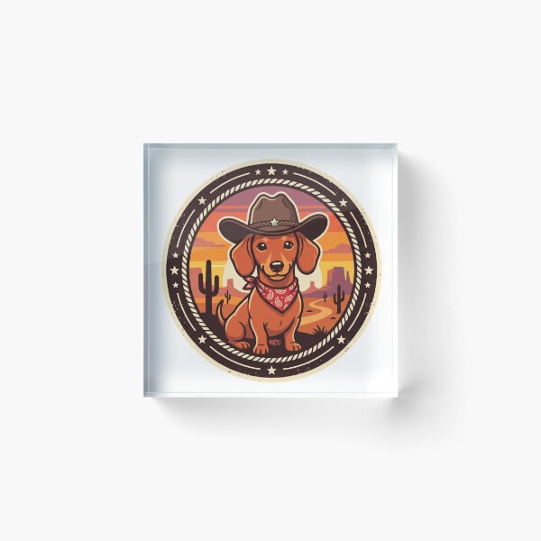 Item preview, Cowboy Dachshund Wild West Desert Pin designed and sold by larbimalki.