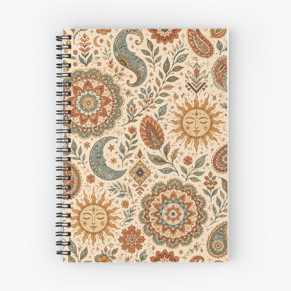 Item preview, Celestial Bohemian – Sun Moon Mandala & Paisley Pattern designed and sold by  RoseCraft Atelier.