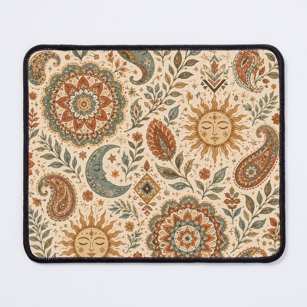 Item preview, Celestial Bohemian – Sun Moon Mandala & Paisley Pattern designed and sold by RoseCraft Atelier.