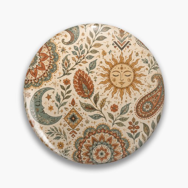 Item preview, Celestial Bohemian – Sun Moon Mandala & Paisley Pattern designed and sold by  RoseCraft Atelier.