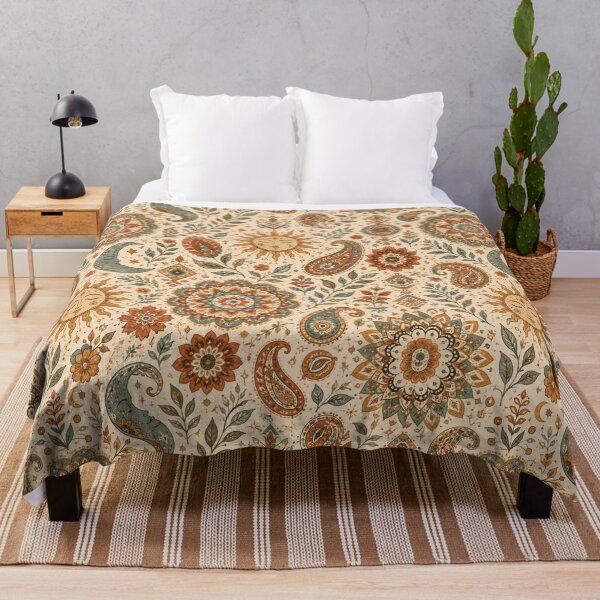 Item preview, Celestial Bohemian – Sun Moon Mandala & Paisley Pattern designed and sold by RoseCraft Atelier.