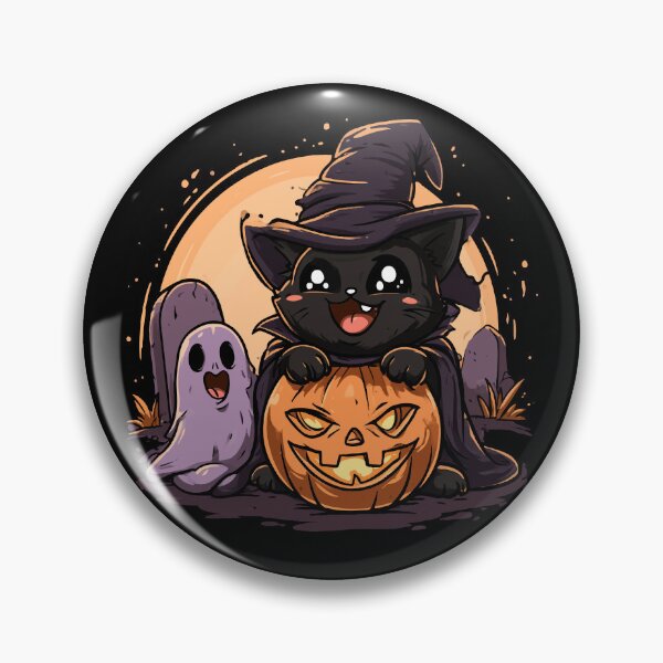 Item preview, Halloween Black Cat, Ghost, and Pumpkin in the Cemetery designed and sold by RichardRags.