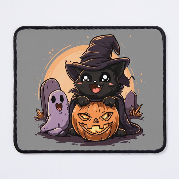 Item preview, Halloween Black Cat, Ghost, and Pumpkin in the Cemetery designed and sold by RichardRags.