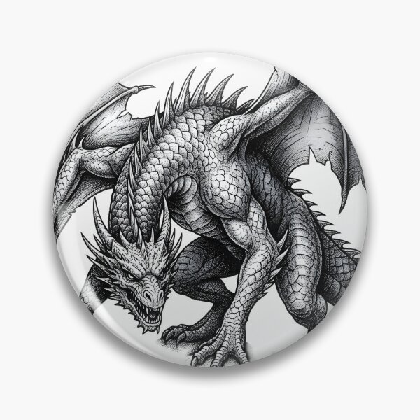 Item preview, Medieval Dragon Engraving – Black and White Fantasy Dragon designed and sold by DragonSerpent Ink.