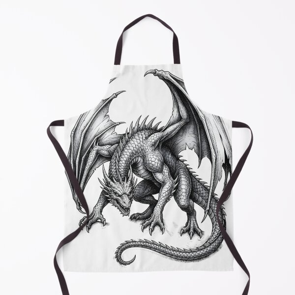 Item preview, Medieval Dragon Engraving – Black and White Fantasy Dragon designed and sold by DragonSerpent Ink.