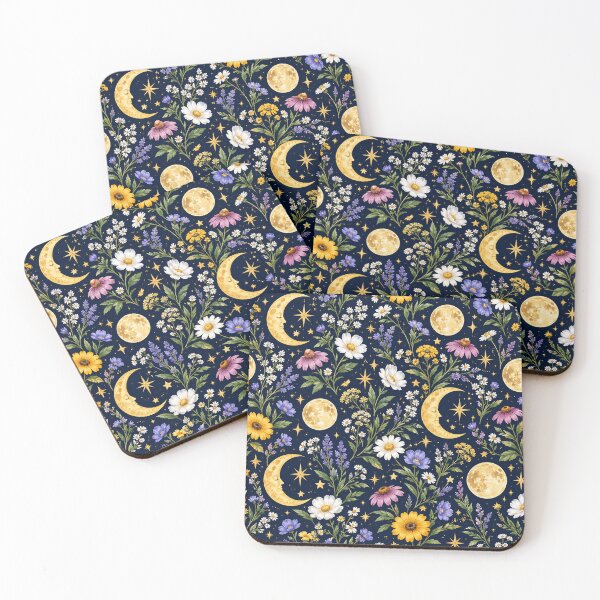 Item preview, Celestial Moon & Wildflower Pattern – Mystical Floral Night designed and sold by RJACreative.