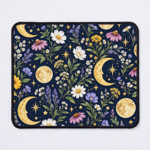Item preview, Celestial Moon & Wildflower Pattern – Mystical Floral Night designed and sold by RJACreative.