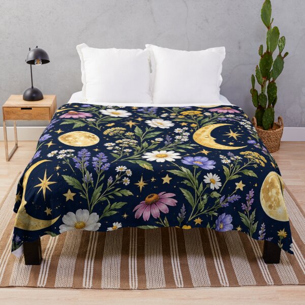 Item preview, Celestial Moon & Wildflower Pattern – Mystical Floral Night designed and sold by RJACreative.