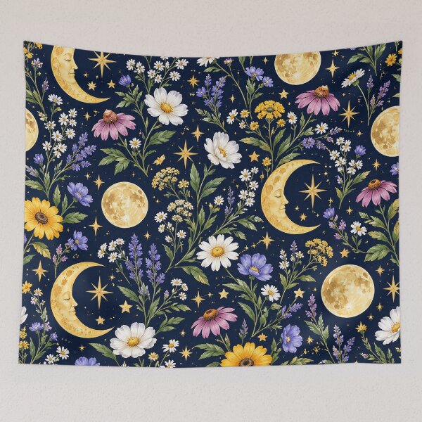 Item preview, Celestial Moon & Wildflower Pattern – Mystical Floral Night designed and sold by RJACreative.