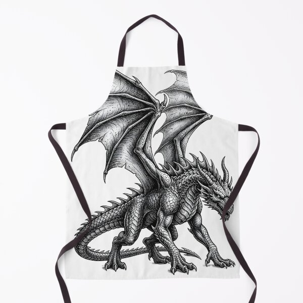 Item preview, Epic Winged Dragon Engraving – Medieval Fantasy Tattoo designed and sold by DragonSerpent Ink.