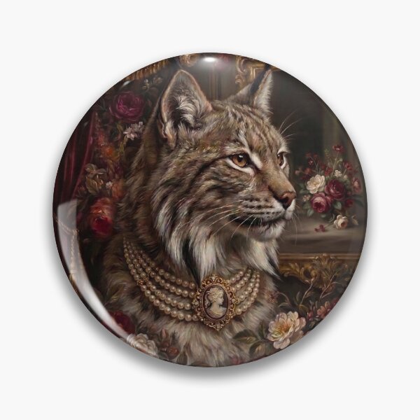 Item preview, Vintage Lynx Floral Cameo Necklace designed and sold by Real Beast Art.