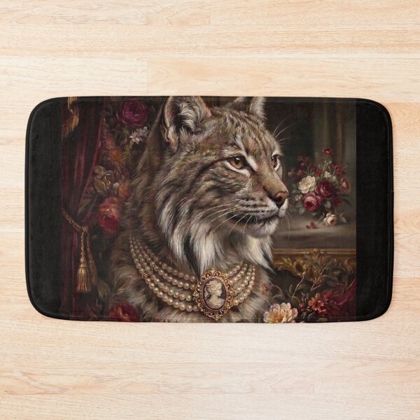 Item preview, Vintage Lynx Floral Cameo Necklace designed and sold by Real Beast Art.