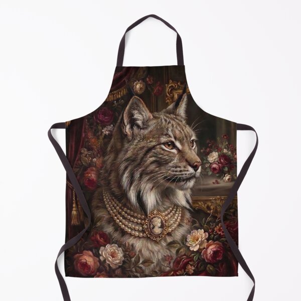 Item preview, Vintage Lynx Floral Cameo Necklace designed and sold by Real Beast Art.