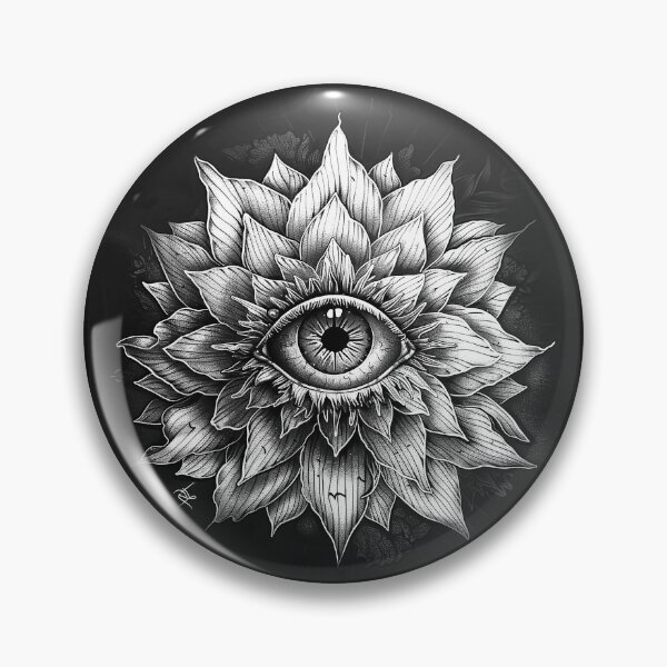 Item preview, Surreal Eye Flower Gothic Botanical All Seeing Eye Black and White Art designed and sold by inkoutninja.