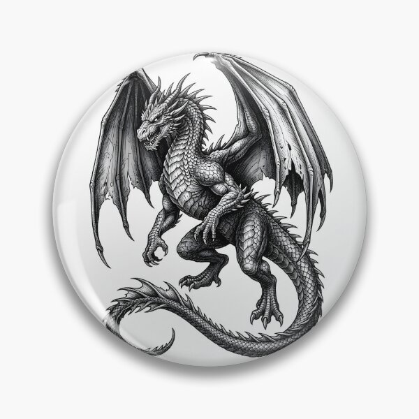 Item preview, Epic Winged Dragon – Medieval Fantasy Engraving designed and sold by DragonSerpent Ink.