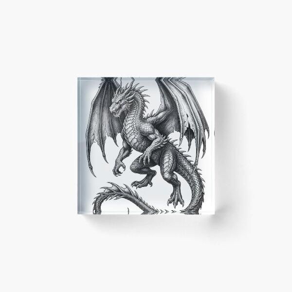 Item preview, Epic Winged Dragon – Medieval Fantasy Engraving designed and sold by DragonSerpent Ink.