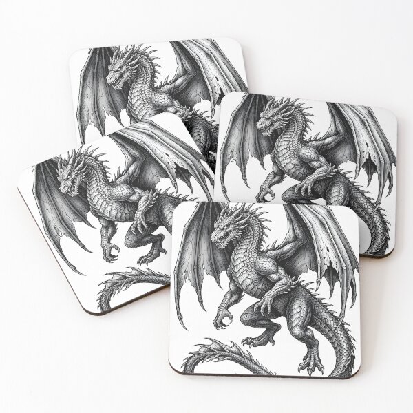 Item preview, Epic Winged Dragon – Medieval Fantasy Engraving designed and sold by DragonSerpent Ink.
