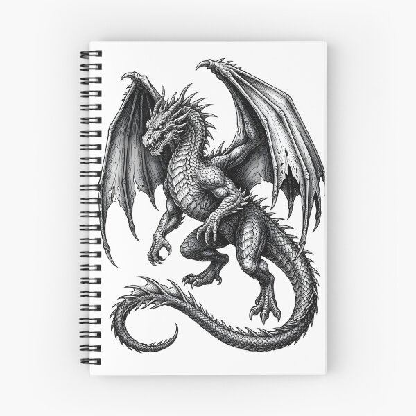 Item preview, Epic Winged Dragon – Medieval Fantasy Engraving designed and sold by DragonSerpent Ink.