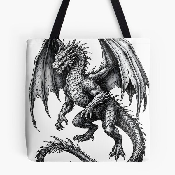 Item preview, Epic Winged Dragon – Medieval Fantasy Engraving designed and sold by DragonSerpent Ink.