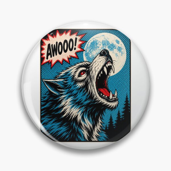 Item preview, Retro Pop Art AWOOO! Full Moon Werewolf – Vintage Horror Comic Book Art designed and sold by WolfmanProphecy.