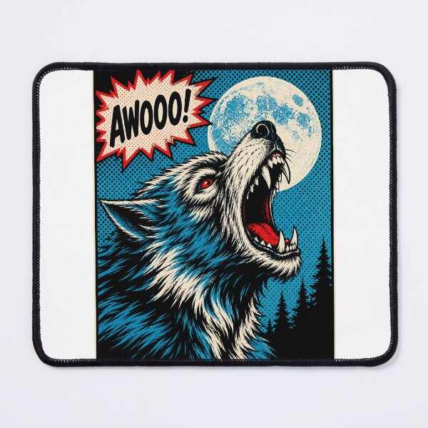 Item preview, Retro Pop Art AWOOO! Full Moon Werewolf – Vintage Horror Comic Book Art designed and sold by WolfmanProphecy.