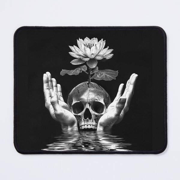 Item preview, Skull with Lotus Flower and Hands Memento Mori Rebirth Art Design designed and sold by inkoutninja.