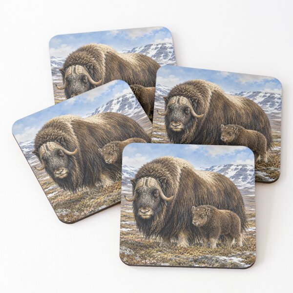 Item preview, Musk Ox and Calf on Arctic Tundra designed and sold by Pixel Junkies Studio.