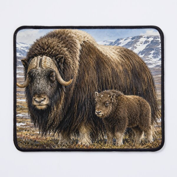Item preview, Musk Ox and Calf on Arctic Tundra designed and sold by Pixel Junkies Studio.