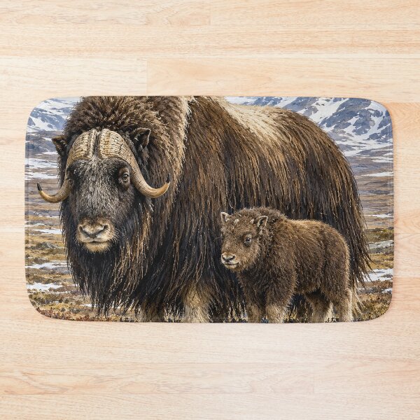 Item preview, Musk Ox and Calf on Arctic Tundra designed and sold by Pixel Junkies Studio.
