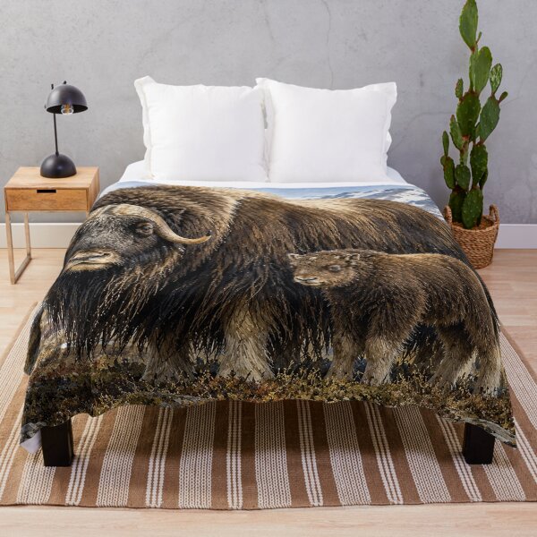 Item preview, Musk Ox and Calf on Arctic Tundra designed and sold by Pixel Junkies Studio.